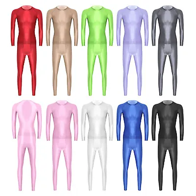 Mens T-shirt Glossy Sportswear Round Neck Tracksuit Compression Gym Clothing • £10.79