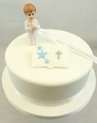 1st First Holy Communion Boy Or Girl Sugar Bible And Ribbon Cake Toppers Set • £3.49