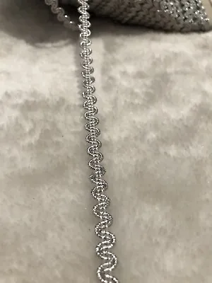7mm Silver Braid Wave Ribbon Gimp Lace Trim Sewing Rococo Cord Chocker Per Meter • $1.99