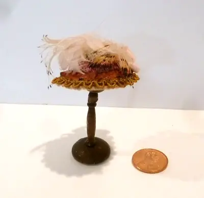 Dollhouse Miniature Fancy Hat With Pink Bow & Feathers • $39