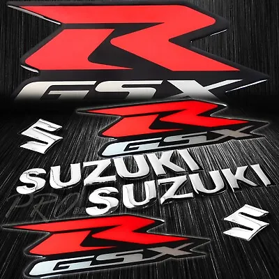 6  3D Vinyl Chrome Suzuki Logo&Letter+7.5  Red&Silver GSXR Fairing Tank Sticker • $26.98