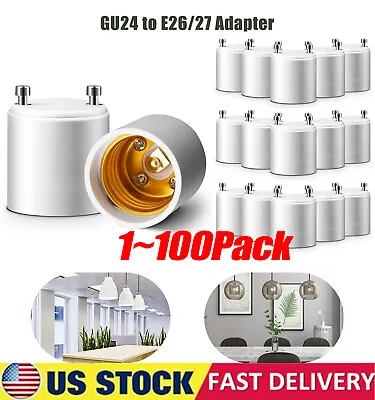 GU24 To E27 /E26 Screw LED Light Lamp Bulb Base Adapter Socket Converter Adaptor • $103