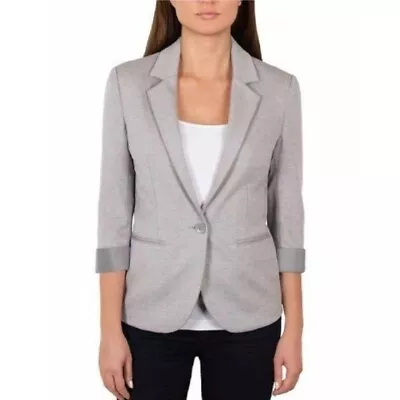 Nicole Miller Original Blazer Womens Jacket Medium Gray Stretch Ponte NWT • $34.95