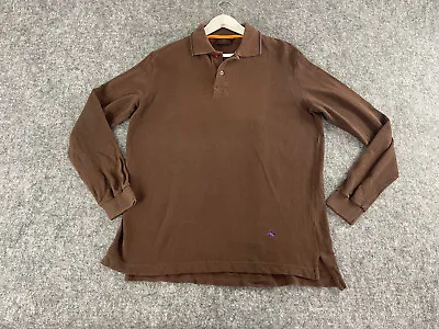 Etro Polo Shirt Mens Medium Brown Long Sleeve Milano Italy Cotton Pullover N238 • $29.90