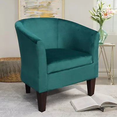 Brushed Velvet Tub Chair In Grey Blue Green Or Pink • £84.99