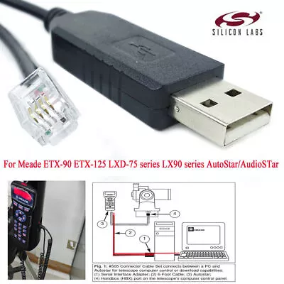 Telescope To PC Cable(1.8meter) For Meade 505 ETX127 ETX125 ETX-90 LXD75 LX80 • £31.63