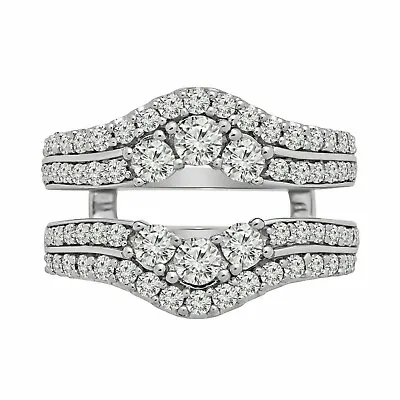 2.00 Ct Round Natural Moissanite Enhancer Wrap Guard Ring 14k White Gold Plated • $101.59