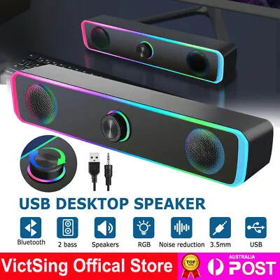 Bluetooth Computer Speaker Wired USB Power Stereo Desktop Speaker For PC Laptop • $22.79