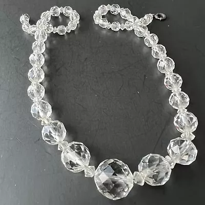 Vintage 18  Long Czech Glass Bead Graduated Art Deco Crystal Necklace A802 • $0.99