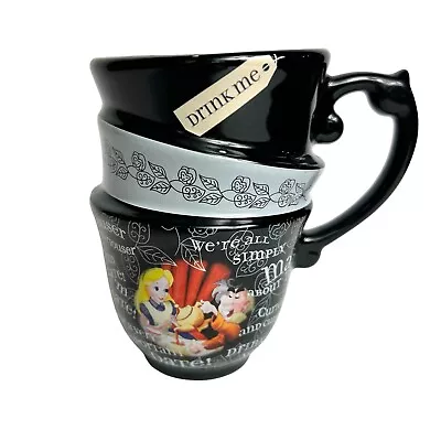 Disney Alice In Wonderland Triple Stacked Mad Hatter Coffee Tea Cup Mug Drink Me • $18