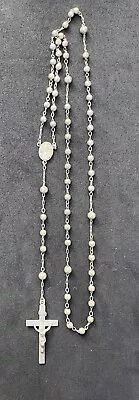 Antique SWIFT & FISHER Sterling Silver  Rosary   - 17  L - 13.6 Gm - • $49.95