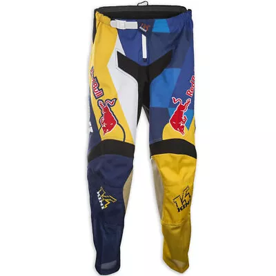 KINI RED BULL Vintage Motocross Pants Navy Yellow Enduro Crosshose Quad ATV MX • $189.25