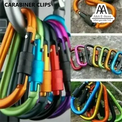 £2.99 • Buy Carabiner Clip Clasp Snap Hook D-Ring Keyring Screw Pram Snap Backpacking Lock D