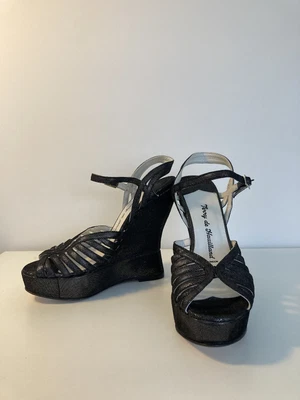 £85 • Buy Terry De Havilland - Black Silver Wedges Platform Heel - Uk4 37 - New - Designer