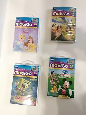 Lot Of 4 Vtech MobiGo Learning Games  Disney Princess Fairies Spongbob Micky  • $45