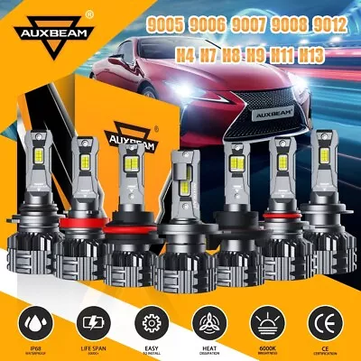 AUXBEAM 110W LED Headlights Dual Beam Fog Bulb 9005 9006 9007 9012 H4 H7 H11 H13 • $19.99