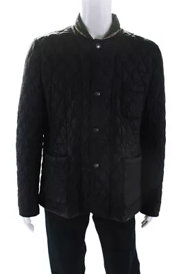 Burberry Brit Mens Quilted Button Down Jacket Black Size Extra Large • $79.99