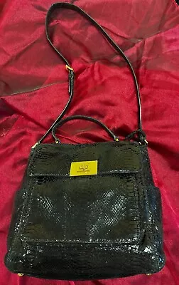 Michael Kors Large Black Glossy Embossed Python Leather Tote W. Crossbody Strap • $89