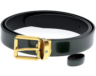 MONTBLANC Brushed Green 30MM Leather Belt 129454 • $325