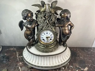 Napoleon III Fireplace Clock - Bronze And Marble - Denis Watchmaker  • $320.10