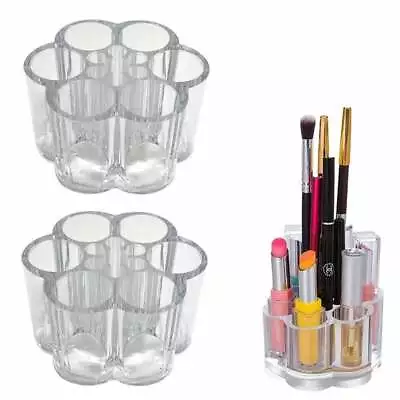 2 PC Cosmetic Holder Organizer Acrylic Makeup Stand Vanity Flower Shape 12 Slots • $10.04