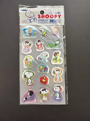 RARE Snoopy Glitter Stickers Denz Woodstock Peppermint Patty Linus Marcie Soccer • $6.95