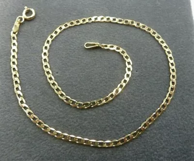 Curb Anklet 9ct Gold Solid Curb Link-  Fully Hallmarked Ankle Bracelet • £93
