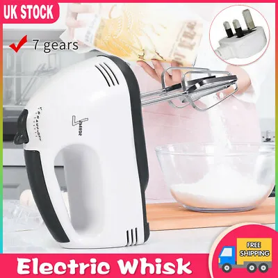 Kitchen Egg Beater Cream Blender 7 Speed Hand Food Mixer Electric Whisk Beaters • £9.98