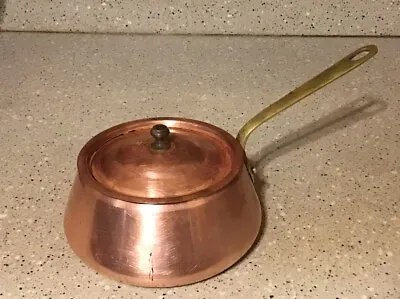 Lecellier Villedieu France Copper Sauce Pan & Lid W/ Brass Handle 1.5 Quart • $75