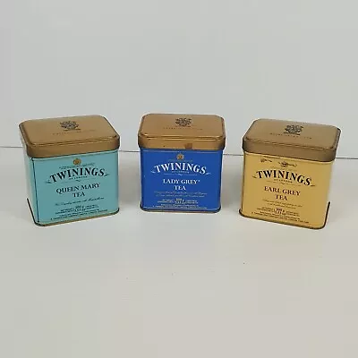 Set Of 3 TWININGS Tea Collectable Metal Tin Container Early 2000's Empty 100g • $39.95