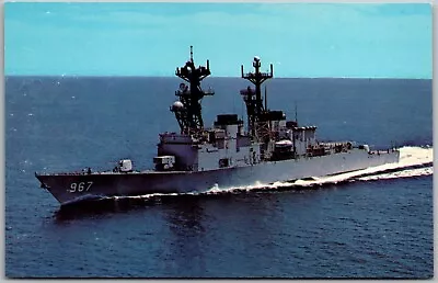 Postcard Vintage Chrome 1977 U.S.S. ELLIOT (DD-967) Naval Ship Ocean View • $5