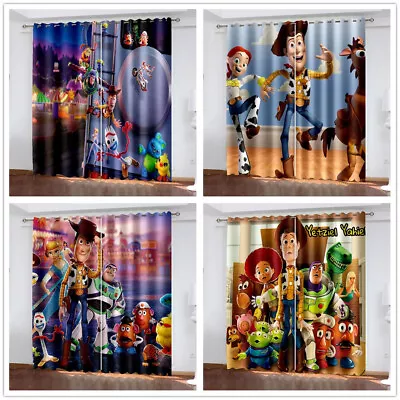 Kids Toy Story Window Curtains Boys Blackout Curtains Ring Top Eyelet Customized • £37.44