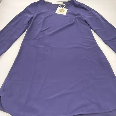 Marie Oliver Heather Crepe Shift Dress Eggplant Size XS NWT Poly/Silk • $49.97