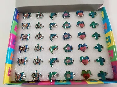 Wholesale Lot 36 Butterfly Turtle Dolphins Heart Mood Rings Color Changing  • $56.99