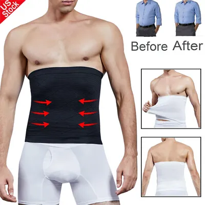 Mens Waist Trainer Belly Wrap Body Shaper Girdle Tuck Belt Cincher Tummy Control • $14.79