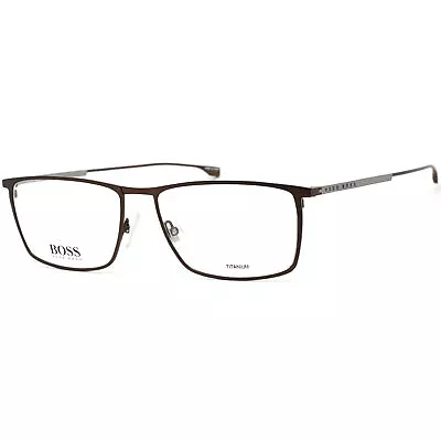 Hugo Boss Unisex Eyeglasses Matte Brown/Silver Titanium Frame BOSS 0976 04IN 00 • $40.91