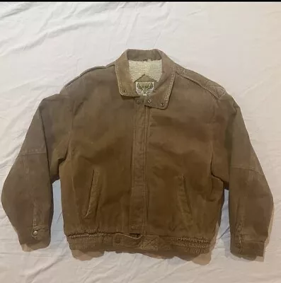 Men’s Brown Leather Jacket Sherpa Lined Size Large • $35