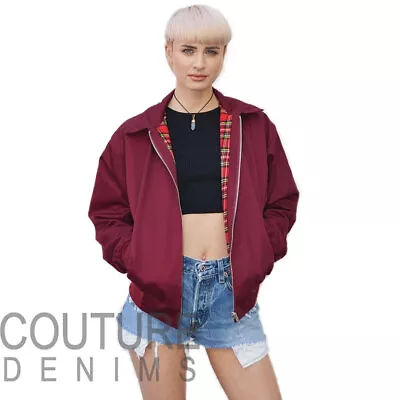 £19.99 • Buy Harrington Jacket Tartan Lining Ladies Mens Unisex Made In UK Mens Bomber Wine
