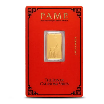 5 Gram PAMP Suisse Lunar Goat Gold Bar (New W/ Assay) • $432.24