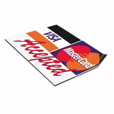 Car Magnet Set Of 2 Accepted ! Visa Mastercard Red Industrial Sign • $31.99