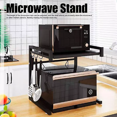 2 Tier Microwave Oven Rack Holder Kitchen Tools Storage Stand Shelf Organiser • £18.99