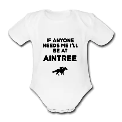 BE AT AINTREE Babygrow Baby Vest Grow Bodysuit HORSE RACING • £9.99