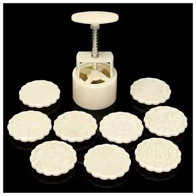 11Pcs Moon Cake Mould With DIY Flower Shape Stamps Decor Cookies Pastry Set • $11.99