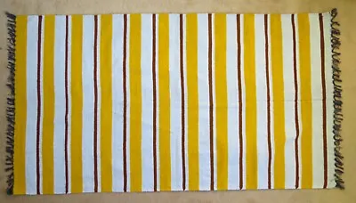 Yellow Rug. 100% Cotton Rug. Handmade. Washable. 5 X 2.8 Ft (155cm X 88cm) • £14.99