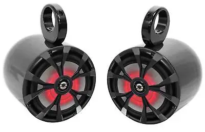 (2) Rockville RKL80MB 8  900 Watt Marine Wakeboard LED Tower Speakers In Black • $204.90