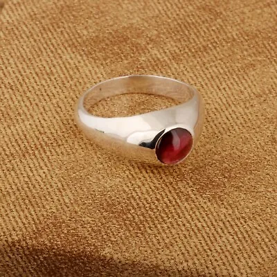 Natural Red Garnet Gemstone Men's Signet Ring 925 Silver Ring Anniversary Ring • $22.99