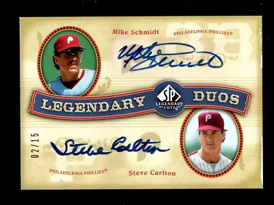 2005 Sp Legendary Cuts Duos Mike Schmidt Steve Carlton Auto 2/15 Phillies Read • $149.99