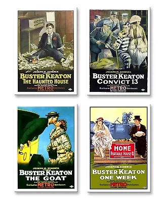 BUSTER KEATON Set Of 4 Retro Movie Poster Fridge Magnets Set 1 • $13.99