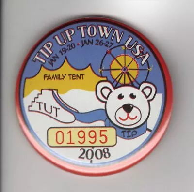 2008 Tip Up Town Badge Pin Pinback-michigan Dnr Deer Bear Fishing Patch License • $12.99
