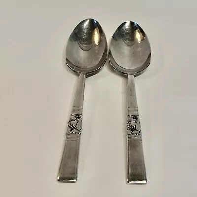 Set Of 2 Oneida Community Morning Star Silverplate Oval Soup Spoons 7 3/8” • $20